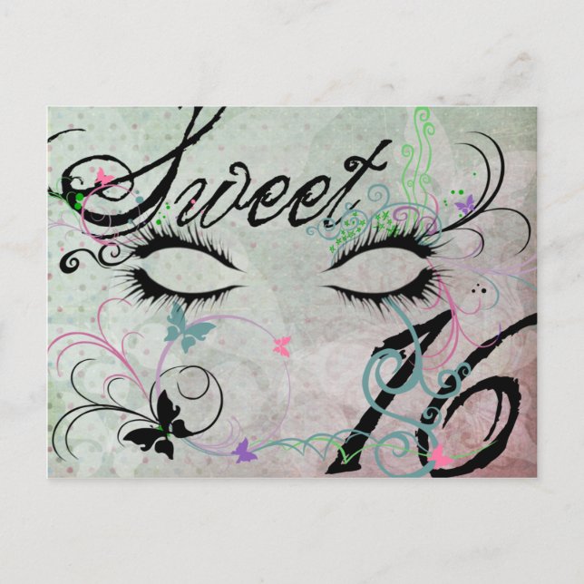 Masquerade Sweet 16 Postcard Einladungspostkarte (Vorderseite)