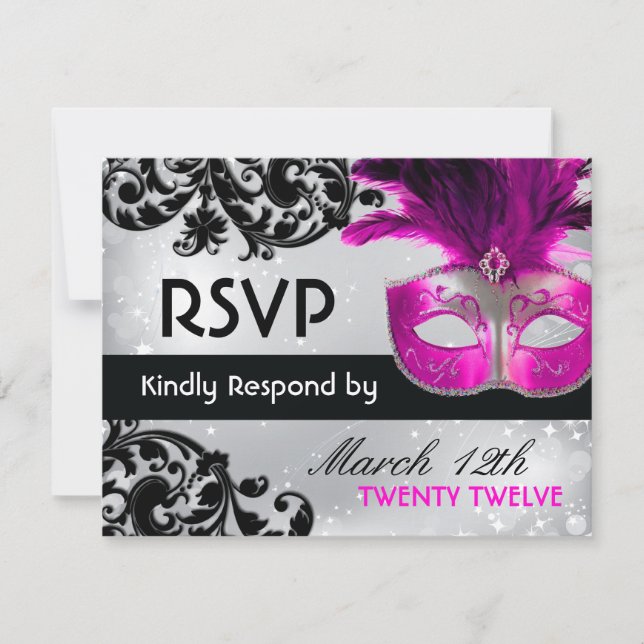 Masquerade Wedding RSVP Cards (Vorderseite)