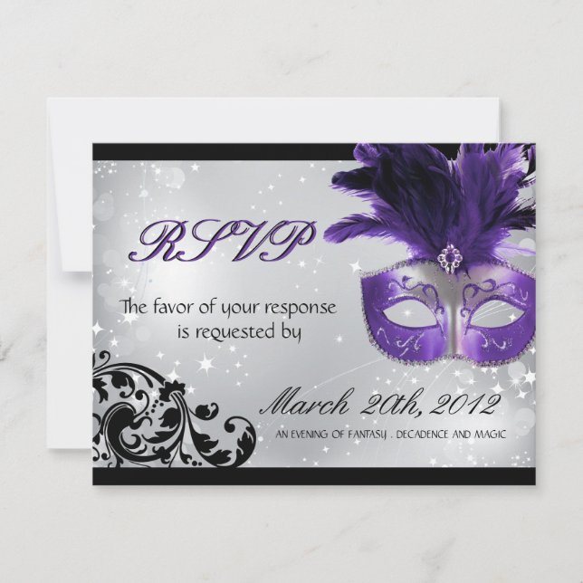 Masquerade Wedding RSVP Cards Karte (Vorderseite)