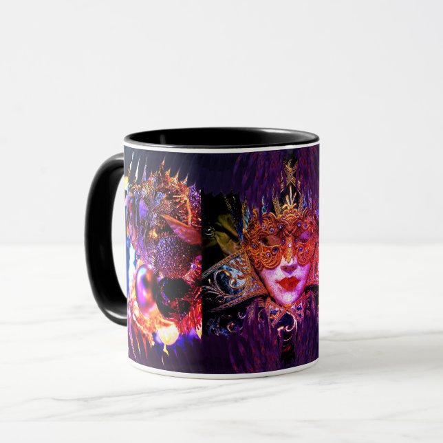 Masquerball Schönheitsmaske Maske Kunst rosa lila Tasse (Vorderseite Links)