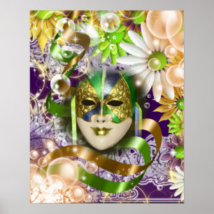 Masquermaske venezianisch grün lila poster