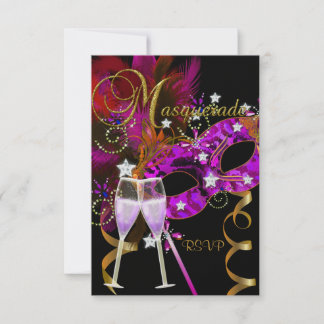 Masques de réponse de réponse RSVP noir or rose 2