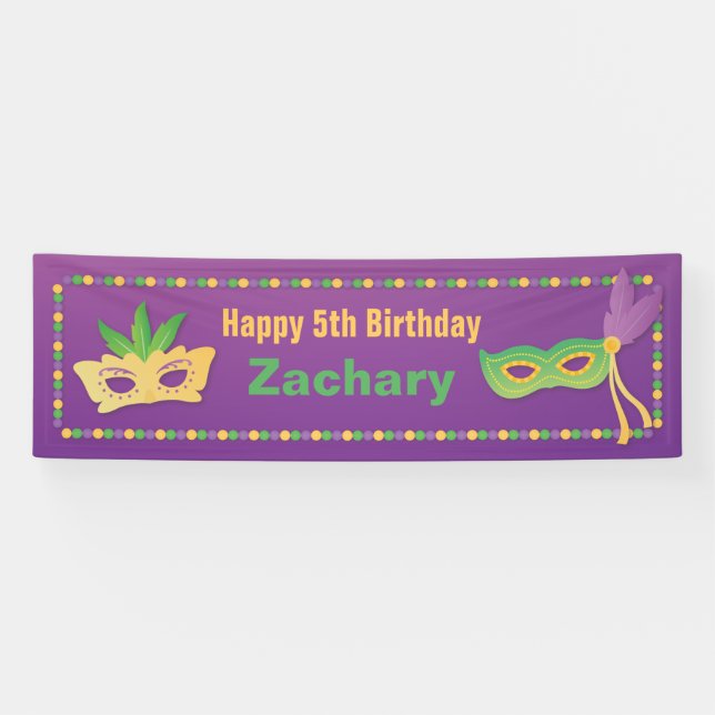Masques et bannière de fête d'anniversaire de (Horizontal)
