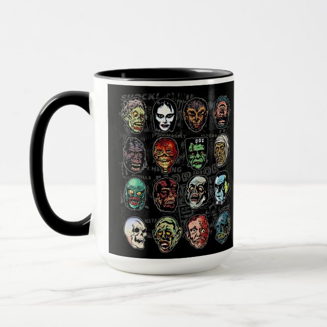 Masques Monster Retro Horror Mug - Halloween (coul (Gauche)