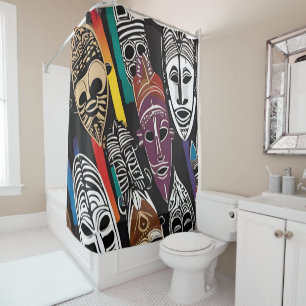 Masques Tribaux Africains Rideau de douche coloré