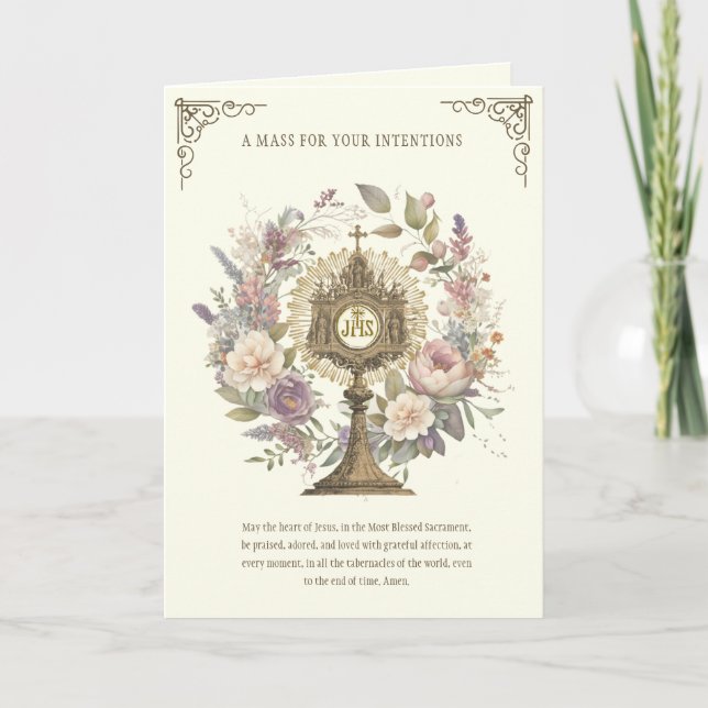 Mass Bieten floralen göttlichen Lob Eucharist Karte (Vorderseite)