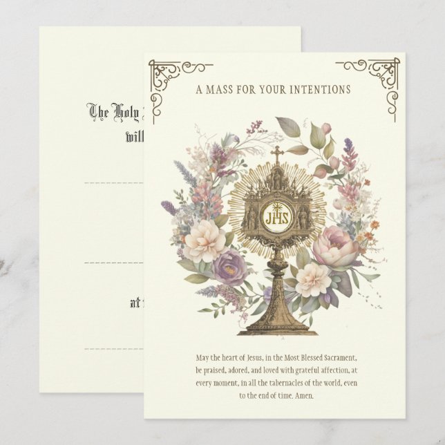 Mass Bieten floralen göttlichen Lob Eucharist Karte (Vorne/Hinten)