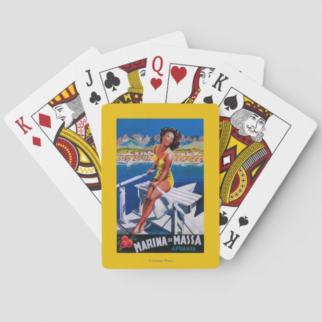 Massa Jachthafen-Reise-Plakat Spielkarten (Rückseite)