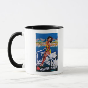 Massa Jachthafen-Reise-Plakat Tasse