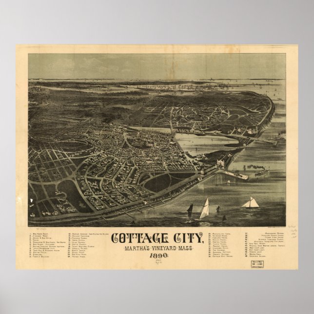 Massachusetts (1890) Hütte City (Oak Bluffs) Poster (Vorne)