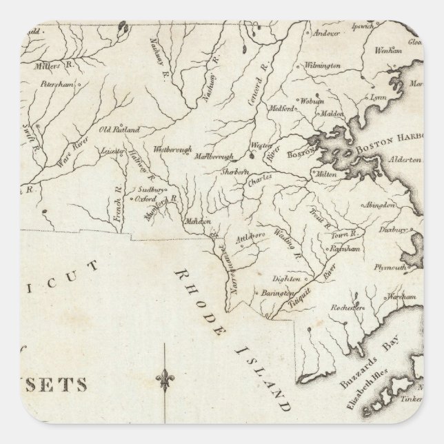 Massachusetts 2 quadratischer aufkleber (Vorderseite)
