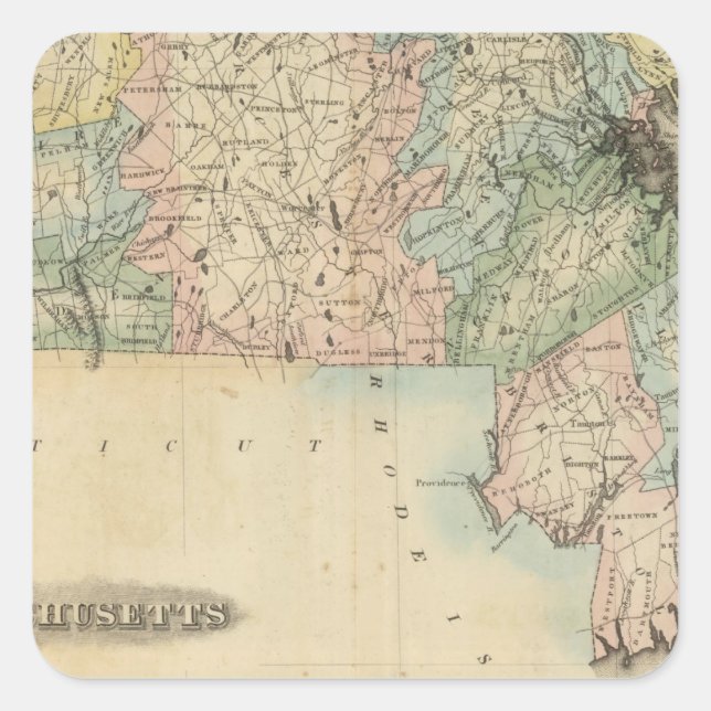 Massachusetts 5 quadratischer aufkleber (Vorderseite)