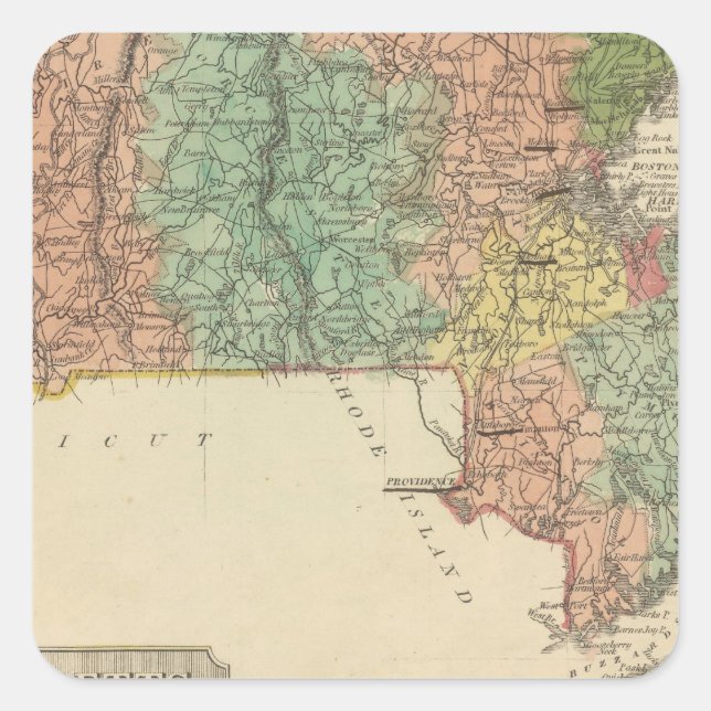 Massachusetts 6 quadratischer aufkleber (Vorderseite)