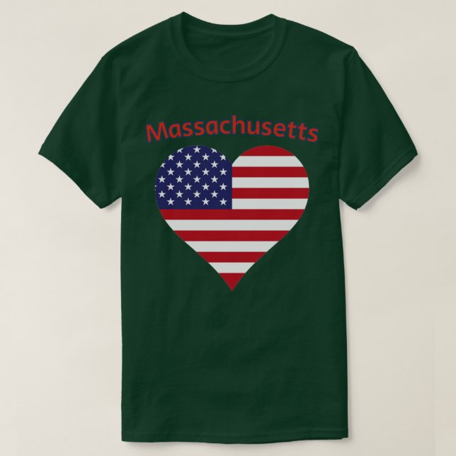 Massachusetts American Flag Heart1 T-Shirt (Design vorne)