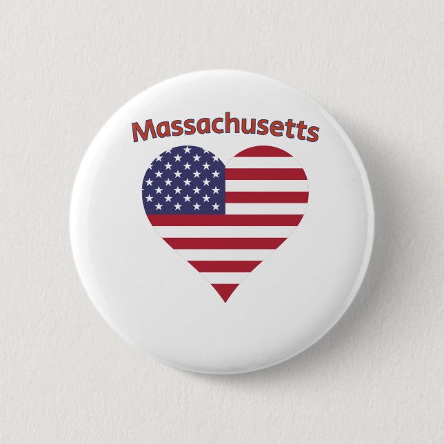 Massachusetts American Flag Heart Button (Vorderseite)