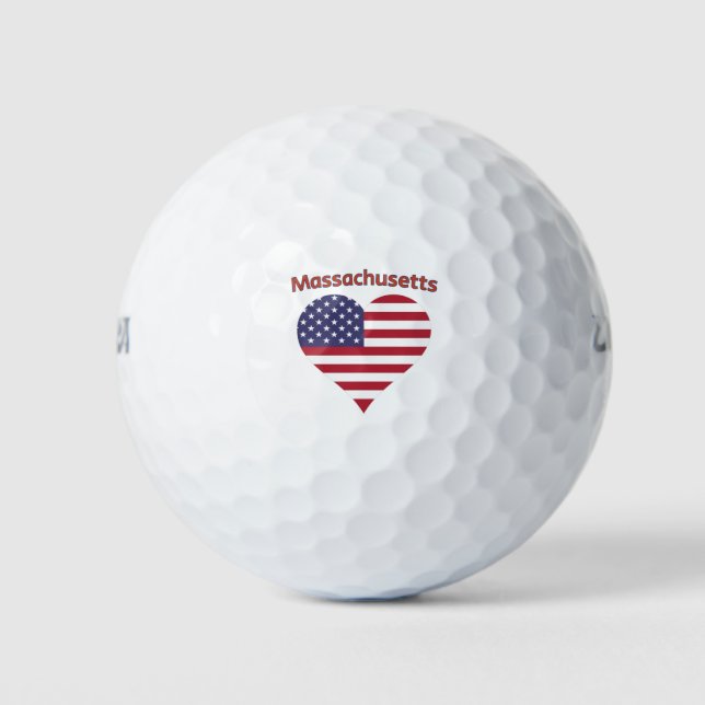 Massachusetts American Flag Heart Golfball (Vorderseite)