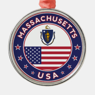 Massachusetts, Aufkleber für Massachusetts, Telefo Ornament Aus Metall