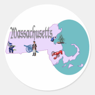 Massachusetts-Aufkleber Runder Aufkleber