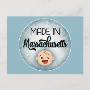 Massachusetts Baby Funny Blue New Boy Postcard Postkarte