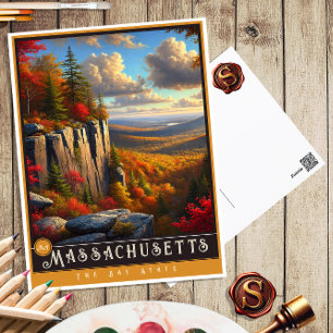 Massachusetts   Carte postale État hyper-réaliste