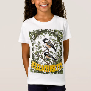 Massachusetts Chickadee mit schwarzer Kappe und Ma T-Shirt