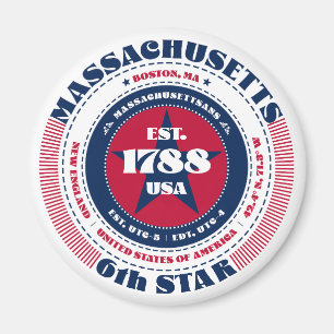 Massachusetts Circle Typographie Souvenir Magnet