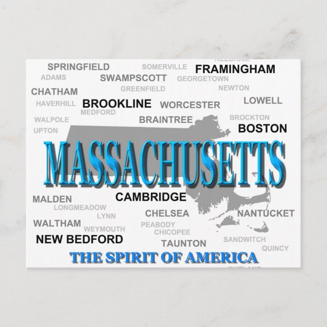 Massachusetts Cities and Towns Staatsstolz Karte (Vorderseite)