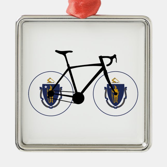 Massachusetts Flag Cycling Ornament Aus Metall (Vorne)