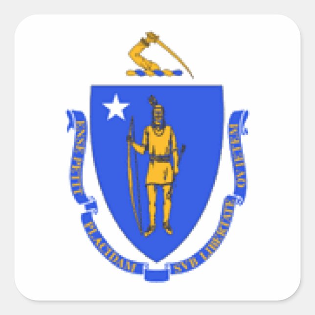 Massachusetts-Flagge Quadratischer Aufkleber (Vorderseite)