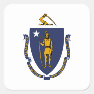 Massachusetts-Flagge Quadratischer Aufkleber