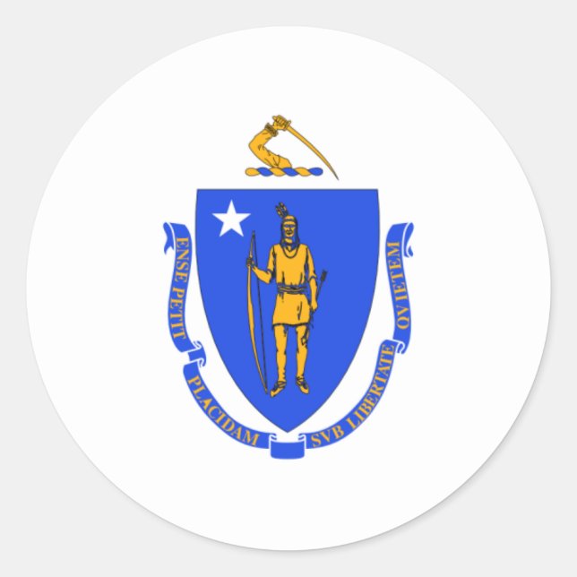 Massachusetts-Flagge Runder Aufkleber (Vorderseite)
