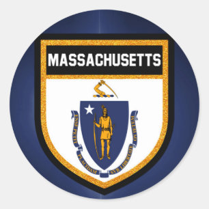 Massachusetts-Flagge Runder Aufkleber