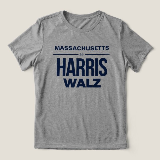 Massachusetts für Harris Walz Tri-Blend Shirt (Design Vorderseite)