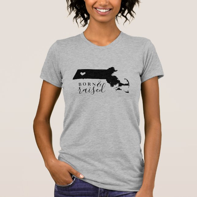 Massachusetts Geborenes und erhöhtes Staat T-Shirt (Vorderseite)