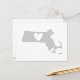 Massachusetts Gray Staat Map Form mit Herz Postkarte