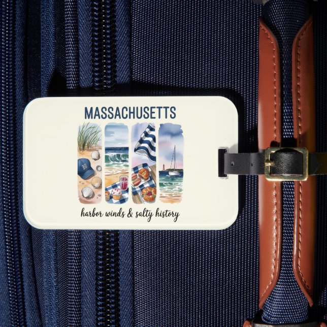 Massachusetts - Hafenwinden und salzige Geschichte Gepäckanhänger (Vorderseite Insitu 4)