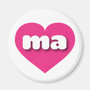 Massachusetts Hot Pink heart - I Liebe ma Magnet