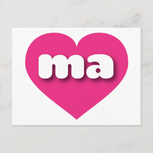 Massachusetts Hot Pink heart - I Liebe ma Postkarte