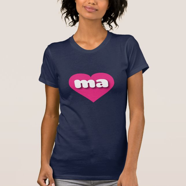 Massachusetts Hot Pink heart - I Liebe ma T-Shirt (Vorderseite)