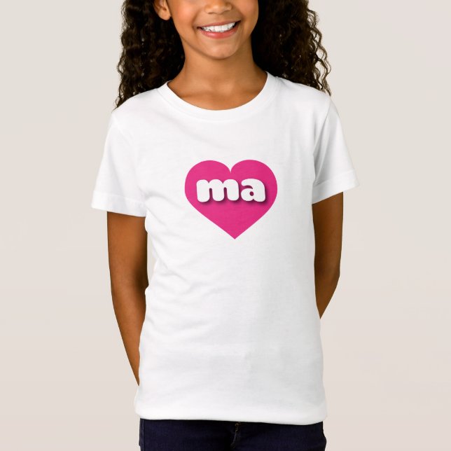 Massachusetts Hot Pink heart - I Liebe ma T-Shirt (Vorderseite)