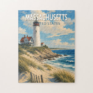 Massachusetts Illustration Reise Kunst Vintage