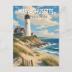 Massachusetts Illustration Reise Kunst Vintage Postkarte