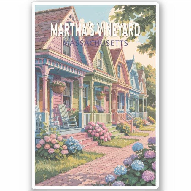 Massachusetts Illustration Retro Aufkleber (Vorderseite)