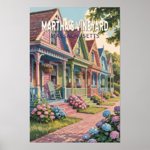 Massachusetts Illustration Retro Poster