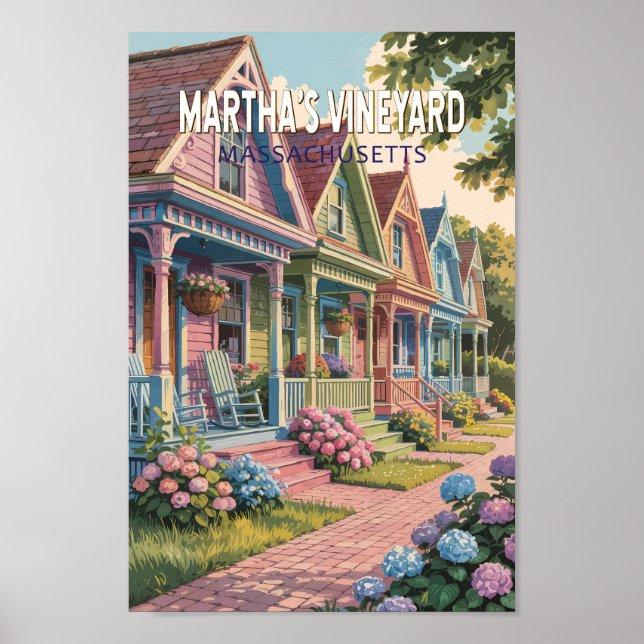 Massachusetts Illustration Retro Poster (Vorne)