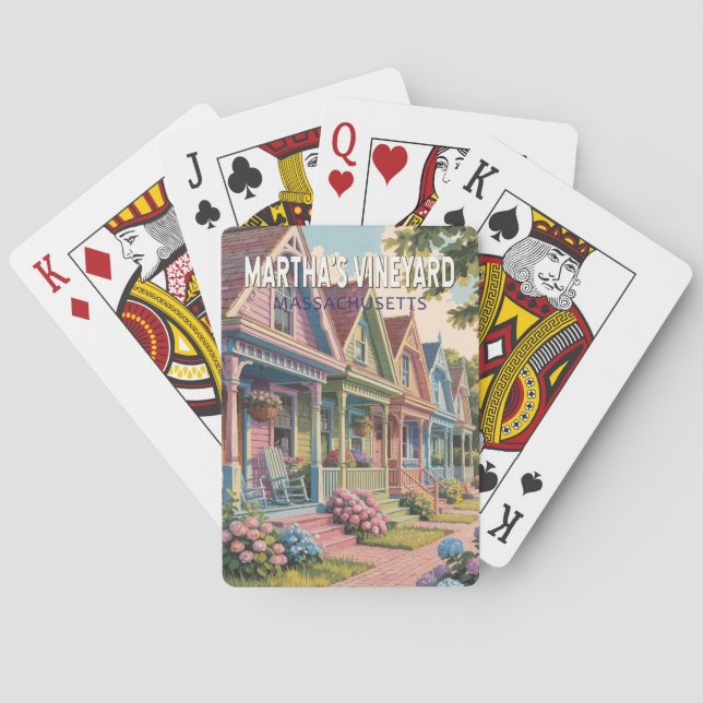 Massachusetts Illustration Retro Spielkarten (Rückseite)
