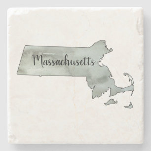 Massachusetts Illustration Staat Kontur Steinuntersetzer