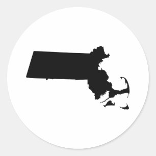 Massachusetts in Schwarz Runder Aufkleber