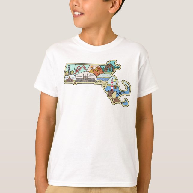 Massachusetts Karte Boston Cape Cod Salem Souvenir T-Shirt (Vorderseite)