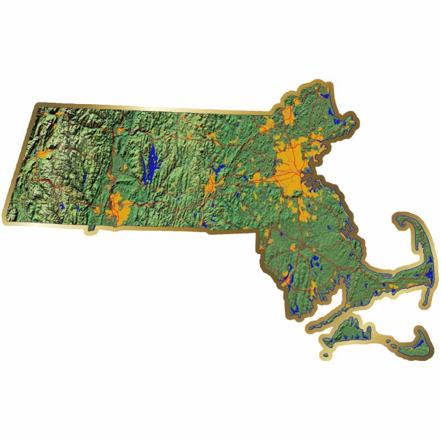 Massachusetts-Karten-Magnet herausgeschnitten Fotoskulptur Magnet (Vorne)